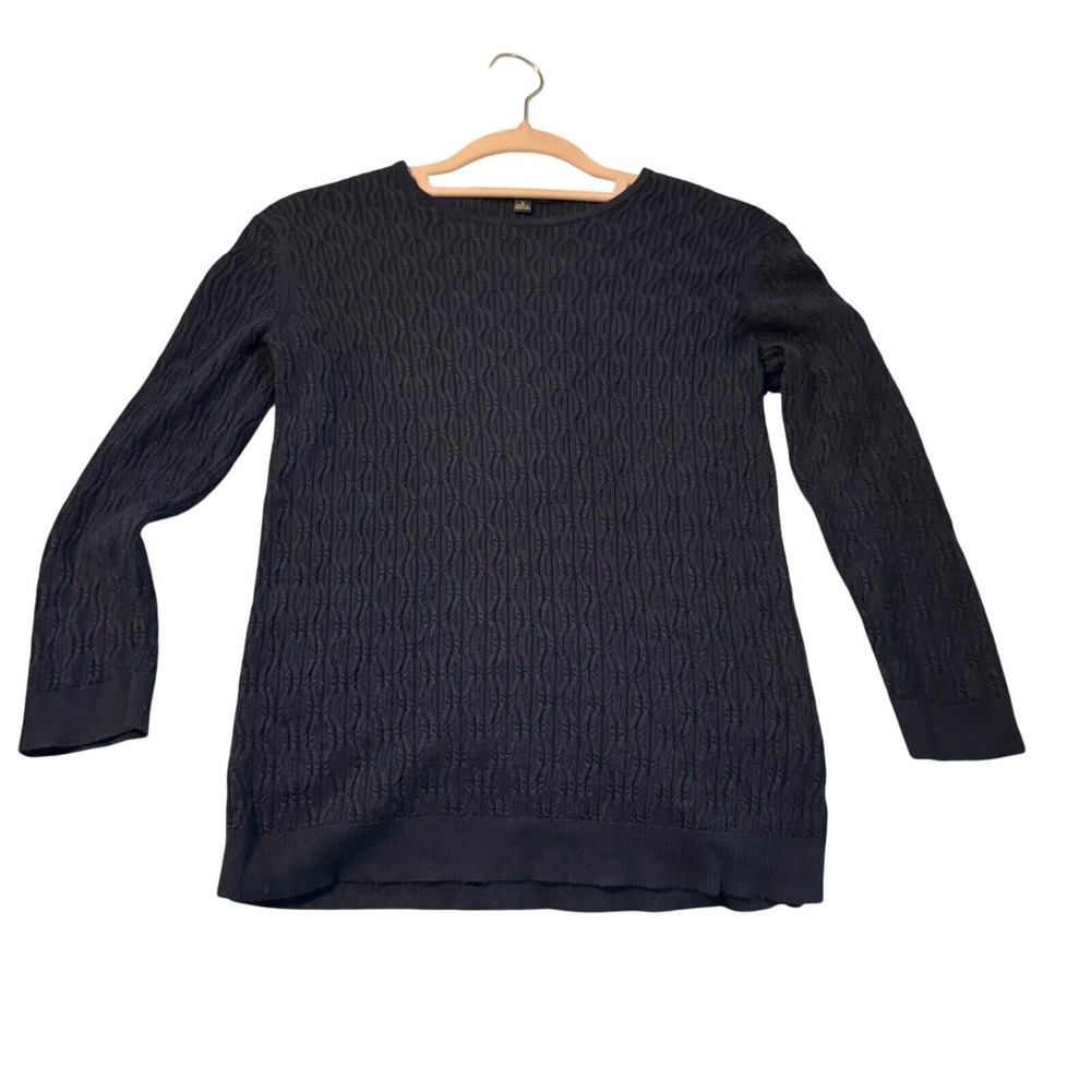 Vintage Y2K Brooks Brothers Navy Cable Knit Sweater – Made in Hong Kong – Size S